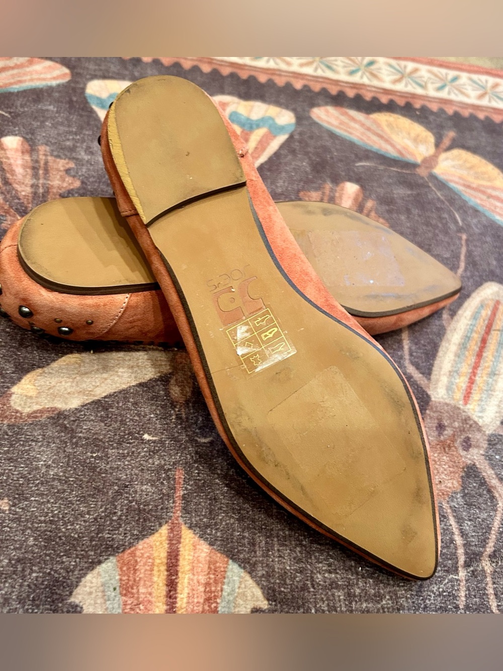Joe’s Jeans Pink Suede Flats Women Size 8 Metal Studs Detail - Picture 4 of 7